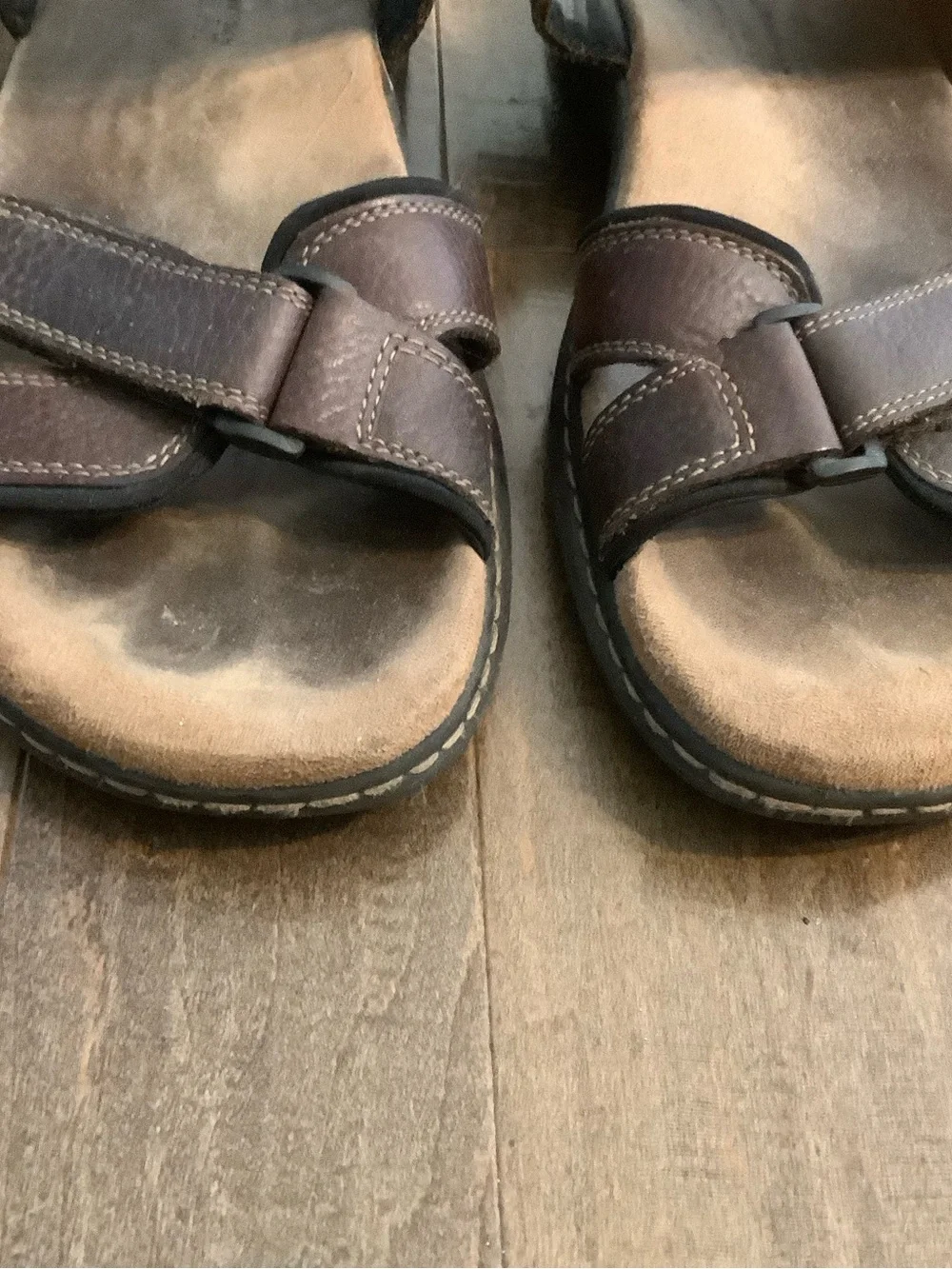 Men's Brown Leather Adjustable Strap Sandals